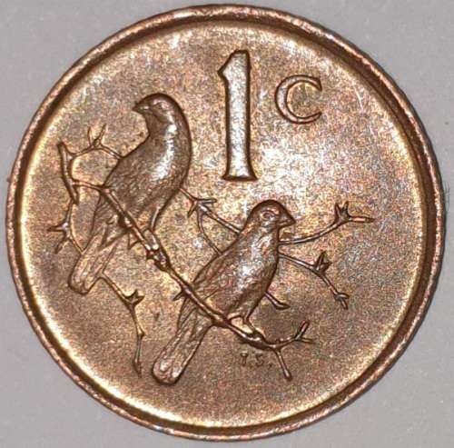 1988 - 1 CENT COIN (ONE CENT COIN) - RSA - BRONZE - KM#82 - BILINGUAL LEGEND - SPARROWS